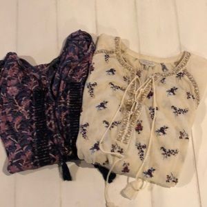 Lot of 2 Lucky pheasant long sleeve tops